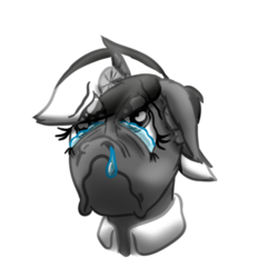 Size: 512x512 | Tagged: safe, artist:hilfigirl, oc, oc only, oc:aescula, pony, unicorn, bust, cartoon, color change, crying, doctor, head, head mirror, sad, simple background, solo, transparent background