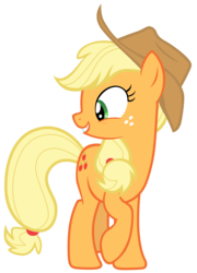 Size: 7000x9700 | Tagged: safe, artist:tardifice, applejack, earth pony, pony, fame and misfortune, g4, absurd resolution, cowboy hat, female, hat, mare, raised hoof, simple background, smiling, solo, stetson, transparent background, vector