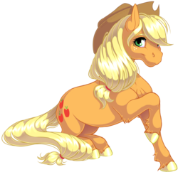 Size: 1330x1287 | Tagged: safe, artist:kittehkatbar, applejack, earth pony, pony, g4, colored hooves, cowboy hat, female, freckles, hat, hoers, looking at you, mare, raised hoof, realistic anatomy, simple background, smiling, solo, stetson, transparent background, unshorn fetlocks