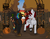 Size: 2607x2036 | Tagged: safe, artist:marsminer, oc, oc only, oc:cloudburst, oc:rainbow heart, alicorn, bat pony, bat pony alicorn, pony, alicorn oc, halloween, high res, holiday, horn, horn ring, jack-o-lantern, mare in the moon, marriage, married, moon, pumpkin, pumpkin carving, rainbow hair, ring, wedding, wedding ring