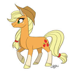 Size: 1000x1000 | Tagged: safe, artist:probablyfakeblonde, part of a set, applejack, earth pony, pony, g4, coat markings, female, mare, profile, simple background, socks (coat markings), solo, white background