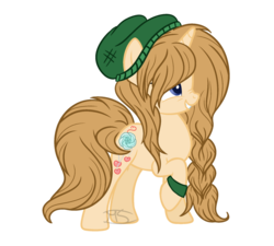 Size: 1024x922 | Tagged: safe, artist:morries123, oc, oc only, oc:heart catcher, pony, unicorn, beanie, braid, female, hat, long mane, mare, raised hoof, simple background, solo, transparent background