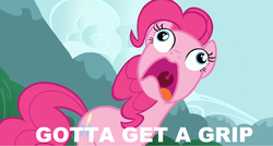 Size: 1024x550 | Tagged: safe, edit, edited screencap, screencap, pinkie pie, earth pony, pony, g4, faic, hotline miami, hotline miami 2, image macro, meme, mountain, open mouth