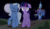 Size: 1862x1080 | Tagged: safe, artist:flipwix, artist:foxy-noxy, artist:proenix, artist:serenawyr, trixie, twilight sparkle, pegasus, pony, unicorn, fanfic:mimetos, g4, alternate hairstyle, cover art, creepy, dark, dark background, duo, eyes closed, fanfic, fanfic art, female, fimfiction, floppy ears, full moon, mare, moon, night, pegasus twilight sparkle, race swap, spooky, twilight's castle, walking