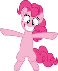 Size: 1620x1978 | Tagged: safe, artist:davidsfire, pinkie pie, earth pony, pony, g4, bipedal, female, happy, jumping, mare, simple background, solo, teeth, transparent background, vector