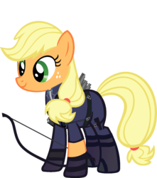 Size: 900x1017 | Tagged: safe, artist:90sigma, edit, vector edit, applejack, earth pony, pony, g4, arrow, boots, bow (weapon), bow and arrow, captain america: civil war, clothes, female, hawkeye, mare, marvel, marvel cinematic universe, ponified, shoes, simple background, solo, transparent background, vector, weapon