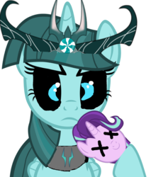 Size: 720x846 | Tagged: safe, derpibooru exclusive, starlight glimmer, storm king, oc, oc:peppermint freshener, alicorn, pony, g4, my little pony: the movie, dead, decapitated, princess stormicorn, recolor, severed head, simple background, transparent background, x eyes