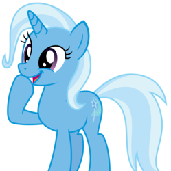Size: 3131x3144 | Tagged: safe, artist:sketchmcreations, trixie, g4, uncommon bond, female, happy, high res, open mouth, raised hoof, simple background, smiling, solo, transparent background, vector