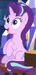 Size: 346x702 | Tagged: safe, screencap, starlight glimmer, pony, unicorn, g4, uncommon bond, chair, cute, female, glimmerbetes, happy, mare, sitting, solo