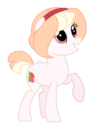 Size: 740x908 | Tagged: safe, artist:lalalover4everyt, oc, oc only, oc:strawberry sorbet, earth pony, pony, female, mare, raised hoof, simple background, solo, transparent background