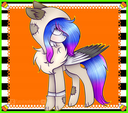 Size: 786x692 | Tagged: safe, artist:creadorachan, oc, oc only, oc:catalina, pegasus, pony, clothes, colored wings, costume, female, mare, multicolored wings, nightmare night costume, solo