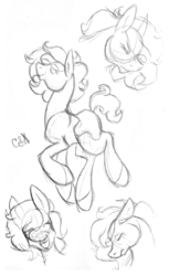 Size: 1197x1952 | Tagged: safe, artist:stereo-of-the-heart, oc, oc only, earth pony, pony, female, mare, monochrome, sketch, solo