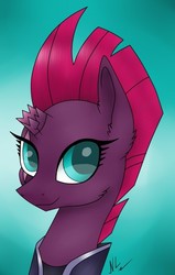 Size: 501x789 | Tagged: safe, artist:nightmarelight243, tempest shadow, pony, unicorn, g4, my little pony: the movie, broken horn, bust, cute, eye scar, horn, scar