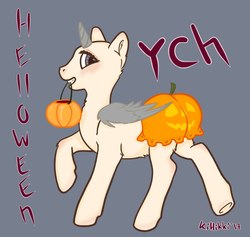 Size: 1137x1080 | Tagged: safe, artist:kihikki, oc, oc only, clothes, commission, halloween, holiday, looking at you, mouth hold, panties, pumpkin bucket, underwear, your character here