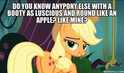 Size: 600x353 | Tagged: safe, edit, edited screencap, screencap, applejack, earth pony, pony, g4, spike at your service, butt, female, image macro, mare, meme, memeful.com, plot, total drama, total drama island