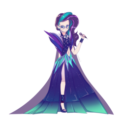 Size: 5800x5750 | Tagged: safe, artist:midnightdream123, coloratura, human, g4, absurd resolution, alternate hairstyle, clothes, countess coloratura, female, high heels, humanized, kneesocks, microphone, shoes, simple background, socks, solo, transparent background