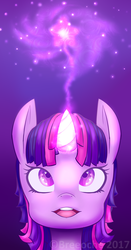 Size: 1024x1955 | Tagged: safe, artist:breeoche, twilight sparkle, pony, unicorn, g4, female, magic, simple background, solo