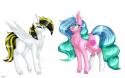 Size: 5410x3376 | Tagged: safe, artist:cat-chai, oc, oc only, oc:silver ice, oc:sugar swirl, pegasus, pony, unicorn, absurd resolution, female, mare, simple background, transparent background