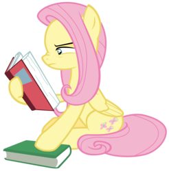 Size: 7000x7100 | Tagged: safe, artist:tardifice, fluttershy, pony, a health of information, g4, absurd resolution, book, female, mare, simple background, solo, transparent background, vector