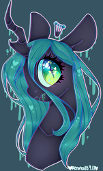 Size: 2399x3966 | Tagged: safe, artist:bunxl, queen chrysalis, changeling, changeling queen, g4, crown, female, glowing eyes, heart, heart eyes, high res, jewelry, looking at you, mare, regalia, simple background, solo, starry eyes, wingding eyes