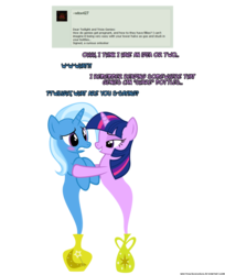 Size: 806x990 | Tagged: safe, artist:navitaserussirus, trixie, twilight sparkle, genie, asktwixiegenies, g4, bedroom eyes, blush sticker, blushing, female, geniefied, lesbian, ship:twixie, shipping, simple background, species swap, vector, white background