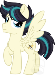 Size: 517x700 | Tagged: safe, alternate version, artist:tambelon, oc, oc only, oc:showtune, pegasus, pony, g4, my little pony: the movie, magical lesbian spawn, male, offspring, parent:coloratura, parent:songbird serenade, parents:colorenade, simple background, solo, stallion, transparent background, watermark