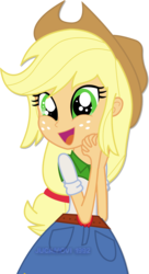 Size: 1600x2942 | Tagged: safe, artist:jucamovi1992, applejack, equestria girls, g4, cowboy hat, cute, daaaaaaaaaaaw, female, happy, hat, jackabetes, looking at you, simple background, smiling, solo, stetson, transparent background, vector