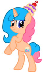 Size: 504x862 | Tagged: safe, artist:rachelcop, oc, oc only, oc:cupcake, pony, unicorn, female, heterochromia, mare, simple background, solo, transparent background