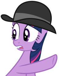 Size: 5553x7200 | Tagged: safe, artist:greenmachine987, twilight sparkle, pony, g4, mmmystery on the friendship express, my little pony: friendship is magic, absurd resolution, bowler hat, female, hat, simple background, solo, transparent background