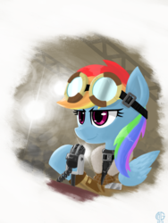 Size: 1536x2048 | Tagged: safe, artist:qzygugu, rainbow dash, g4, bomber jacket, clothes, female, goggles, jacket, microphone, solo