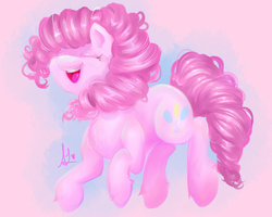 Size: 2500x2000 | Tagged: safe, artist:thefluffyvixen, pinkie pie, earth pony, pony, g4, eyes closed, female, high res, mare, open mouth, signature, solo