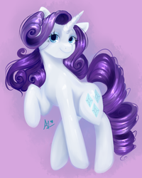Size: 2000x2500 | Tagged: safe, artist:thefluffyvixen, rarity, pony, unicorn, g4, cute, cutie mark, eyeshadow, female, high res, looking at you, makeup, mare, raised hoof, raribetes, signature, smiling, solo