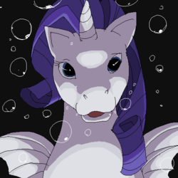 Size: 500x500 | Tagged: safe, artist:merumeto, rarity, sea pony, g4, black background, faic, female, hoers, looking at you, nightmare fuel, sea hoers, seapony rarity, simple background, solo, underwater