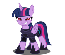 Size: 2168x1843 | Tagged: safe, artist:trungtranhaitrung, twilight sparkle, alicorn, pony, g4, my little pony: the movie, adorabolical, art trade, cute, evil, evil grin, evil twilight, fallen hero, female, grin, mare, red eyes, smiling, solo, traitor sparkle, twiabetes, twilight is anakin, twilight sparkle (alicorn)