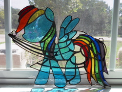 Size: 3648x2736 | Tagged: safe, artist:worldedit, rainbow dash, pegasus, pony, g4, craft, high res, irl, photo, solo, stained glass, stained glass (irl)