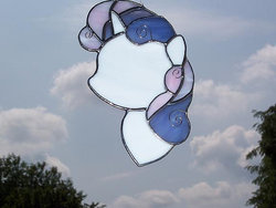 Size: 570x428 | Tagged: safe, artist:wistfulfantasy, sweetie belle, pony, unicorn, g4, bust, craft, irl, photo, solo, stained glass, stained glass (irl)