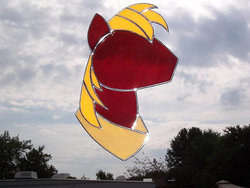 Size: 570x428 | Tagged: safe, artist:wistfulfantasy, big macintosh, earth pony, pony, g4, bust, craft, irl, photo, solo, stained glass, stained glass (irl)