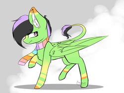 Size: 1905x1425 | Tagged: safe, artist:pinkdolphin147, oc, oc only, pegasus, pony, clothes, female, mare, raised hoof, scarf, solo