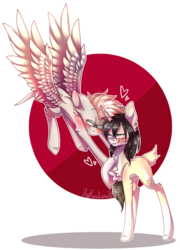 Size: 2842x3953 | Tagged: safe, artist:huirou, oc, oc only, oc:alpha dog, oc:cookie cream, pegasus, pony, unicorn, chest fluff, deer tail, glasses, high res, hug, male, stallion