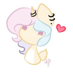 Size: 768x768 | Tagged: safe, artist:naty7913, oc, oc only, oc:pastel, pony, unicorn, chibi, deer tail, floating heart, heart, simple background, solo, transparent background