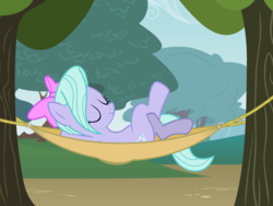 Size: 2000x1500 | Tagged: safe, artist:phucknuckl, flitter, pegasus, pony, g4, eyes closed, female, gift art, hammock, inkscape, mare, resting, solo, tree, vector