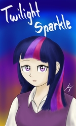 Size: 768x1280 | Tagged: safe, artist:ponyadler86, twilight sparkle, human, g4, clothes, female, humanized, looking at you, solo