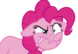 Size: 3565x2495 | Tagged: safe, artist:poniacz-internetuff, pinkie pie, earth pony, pony, g4, secrets and pies, angry, ears back, faic, female, high res, missing cutie mark, simple background, solo, transparent background, vector