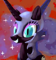 Size: 5200x5600 | Tagged: safe, artist:docwario, nightmare moon, princess luna, alicorn, pony, g4, absurd resolution, bust, duality, female, grin, mare, portrait, smiling, solo