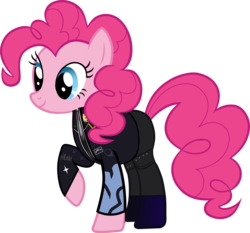 Size: 2862x2671 | Tagged: safe, derpibooru exclusive, edit, vector edit, pinkie pie, g4, clothes, dave lister, female, high res, parody, red dwarf, science fiction, simple background, solo, transparent background, vector