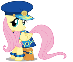 Size: 3528x3000 | Tagged: safe, artist:brony-works, admiral fairy flight, fluttershy, pegasus, pony, g4, testing testing 1-2-3, ancient wonderbolts uniform, boots, female, hat, high res, mare, shoes, simple background, solo, transparent background, vector