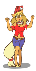 Size: 650x1283 | Tagged: safe, artist:rimmi1357, applejack, earth pony, anthro, unguligrade anthro, g4, clothes, costume, female, mare, nightmare night, simple background, solo, transparent background