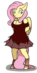 Size: 650x1283 | Tagged: safe, artist:rimmi1357, fluttershy, pegasus, anthro, unguligrade anthro, g4, clothes, costume, female, mare, nightmare night, simple background, solo, transparent background