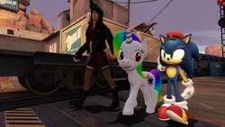 Size: 1366x768 | Tagged: safe, artist:sonicdevil18, oc, oc:rossalita, oc:ruby, human, 3d, crossover, gmod, male, sonic the hedgehog, sonic the hedgehog (series)