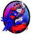 Size: 840x960 | Tagged: safe, artist:gęįjütšū, oc, oc only, oc:diamond brit, oc:shrapnel, pegasus, pony, unicorn, zebra, bust, chest fluff, clothes, couple, eyes closed, floppy ears, hoodie, horn, hug, portrait, red and black mane, simple background, stripes, wings, zebra oc